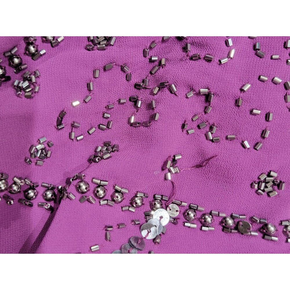 Beaded Sequin Dress Black Label Purple Small - Picture 7 of 9